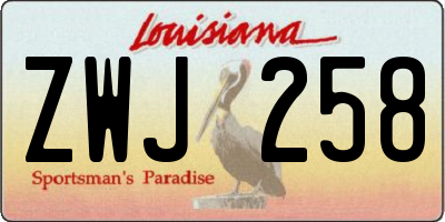 LA license plate ZWJ258