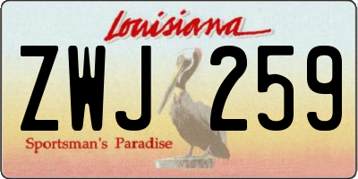 LA license plate ZWJ259