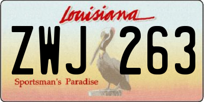 LA license plate ZWJ263