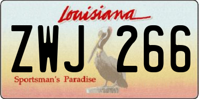 LA license plate ZWJ266