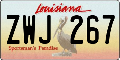 LA license plate ZWJ267