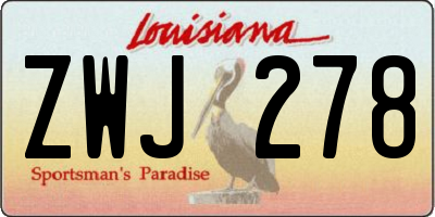 LA license plate ZWJ278