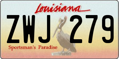 LA license plate ZWJ279
