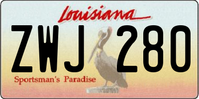 LA license plate ZWJ280