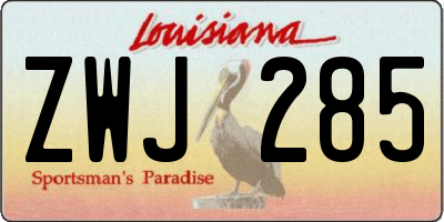 LA license plate ZWJ285