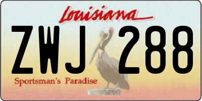 LA license plate ZWJ288