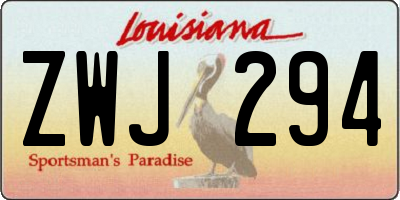 LA license plate ZWJ294