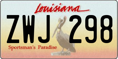 LA license plate ZWJ298