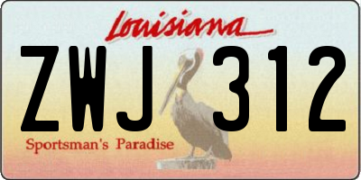LA license plate ZWJ312