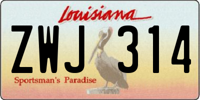 LA license plate ZWJ314