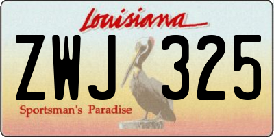LA license plate ZWJ325