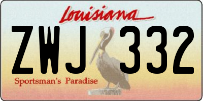 LA license plate ZWJ332