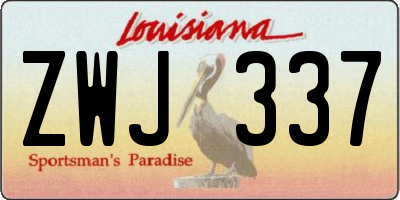 LA license plate ZWJ337