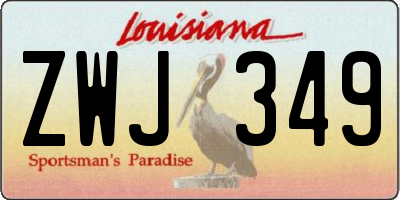 LA license plate ZWJ349