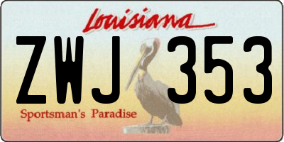 LA license plate ZWJ353