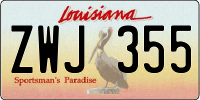 LA license plate ZWJ355