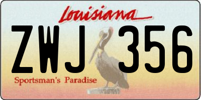 LA license plate ZWJ356