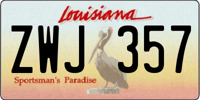 LA license plate ZWJ357