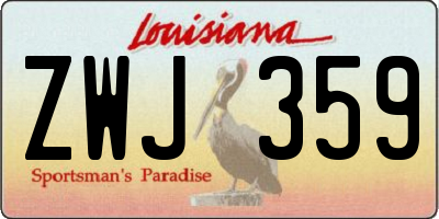 LA license plate ZWJ359