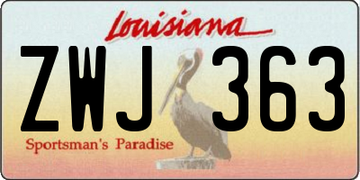 LA license plate ZWJ363