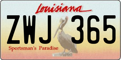 LA license plate ZWJ365