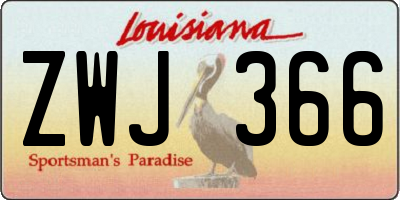 LA license plate ZWJ366