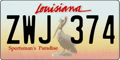 LA license plate ZWJ374