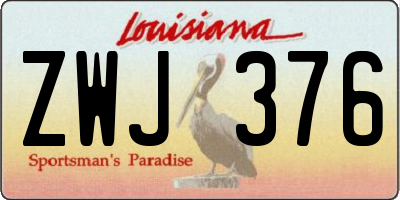 LA license plate ZWJ376