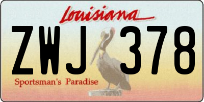 LA license plate ZWJ378
