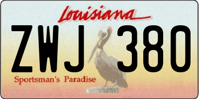LA license plate ZWJ380