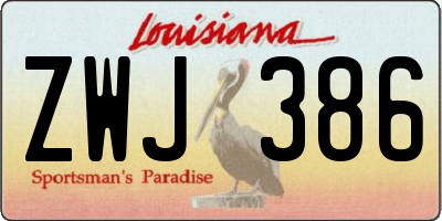 LA license plate ZWJ386