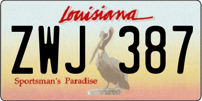 LA license plate ZWJ387