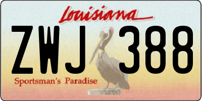 LA license plate ZWJ388