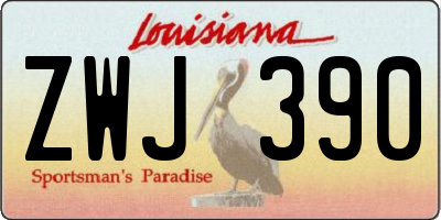 LA license plate ZWJ390