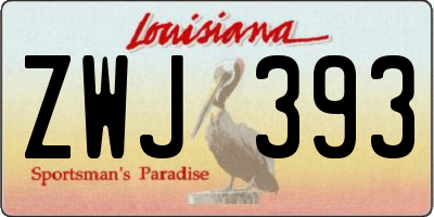 LA license plate ZWJ393