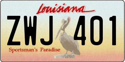 LA license plate ZWJ401