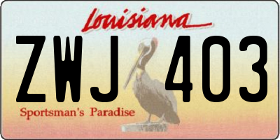 LA license plate ZWJ403