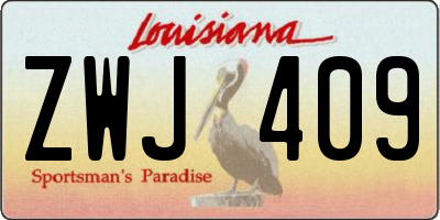 LA license plate ZWJ409