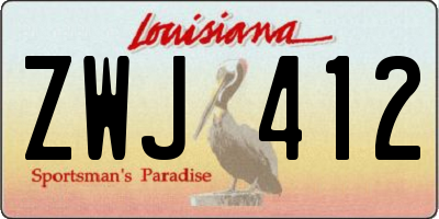 LA license plate ZWJ412