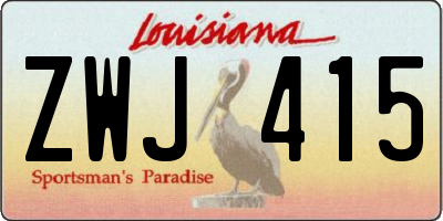 LA license plate ZWJ415