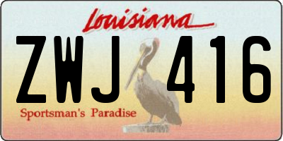 LA license plate ZWJ416