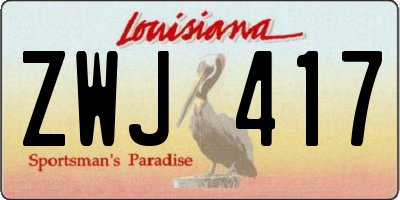 LA license plate ZWJ417