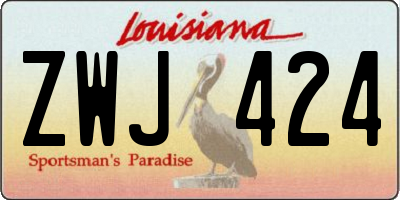 LA license plate ZWJ424