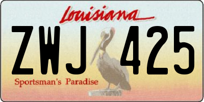 LA license plate ZWJ425