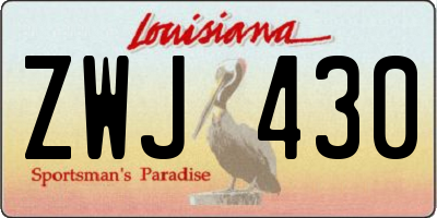 LA license plate ZWJ430