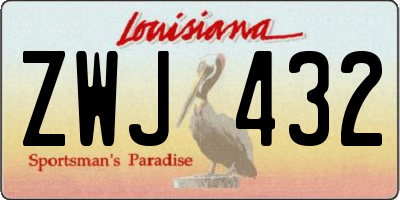 LA license plate ZWJ432
