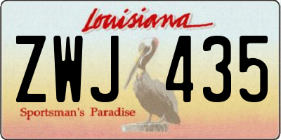 LA license plate ZWJ435