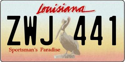 LA license plate ZWJ441