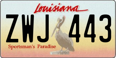 LA license plate ZWJ443