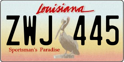 LA license plate ZWJ445